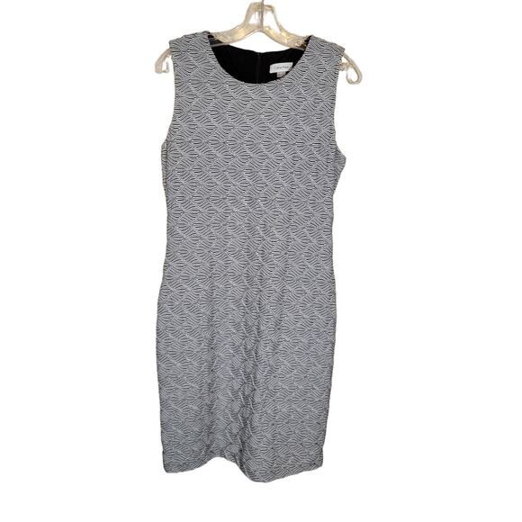 Calvin Klein Women's Textured Sheath Dress Back Zip Closure Black White Size 10 - Picture 1 of 7